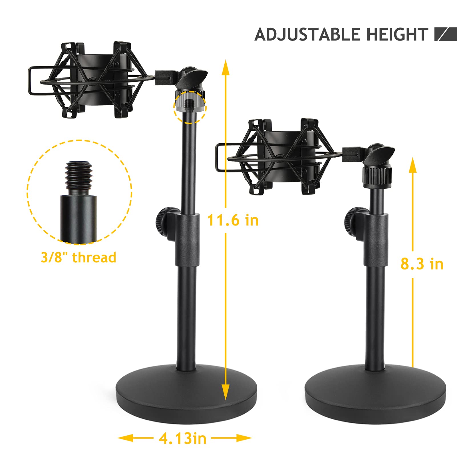 AT2020 Desktop Microphone Stand, Adjustable Table Mic Stand with Mic Shock Mount for Audio Technica AT2020 AT2020USB+ AT2035 ATR